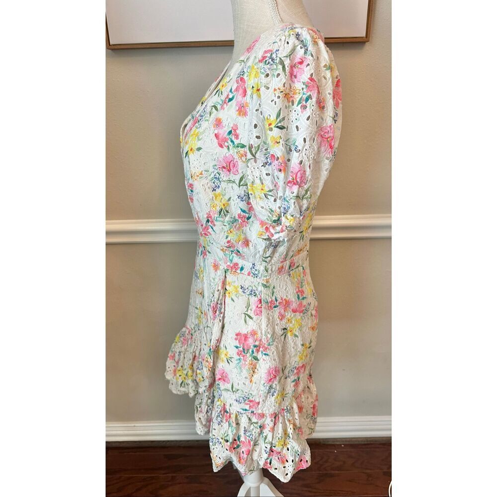 Yumi Kim White Floral Mini Dress with Pink & Yellow Print - Picture 6 of 9